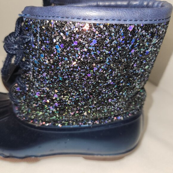 Jessica Carlyle Girls Size 2 Blue Sparkle, Glitter Rainboots GAVIN-04T - Picture 4 of 8